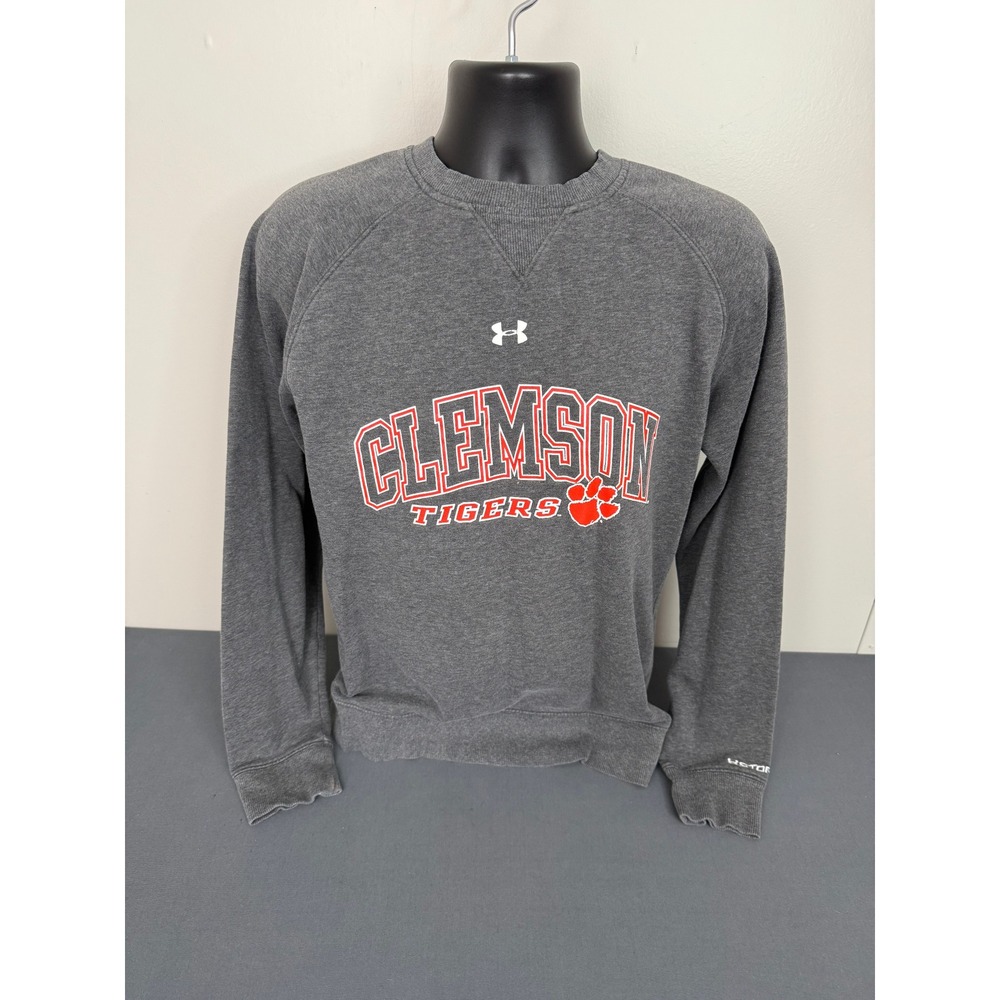 Under Armour Sweatshirt Mens Medium Clemson Tigers Storm Gray Crewneck Pullover